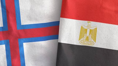 Mısır ve Faroe Adaları iki bayraklı tekstil kumaşı.