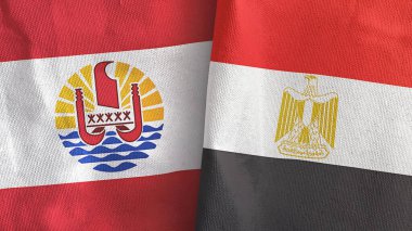 Mısır ve Fransız Polinezyası iki bayrak tekstil kumaşı 3D