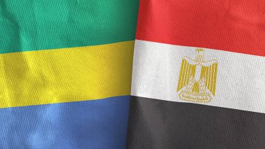 Mısır ve Gabon iki bayraklı tekstil kumaşı 3D