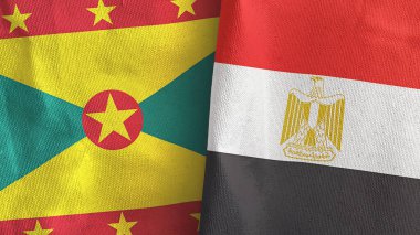 Mısır ve Grenada iki bayrak tekstil kumaşı 3D