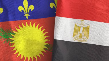 Mısır ve Guadeloupe iki bayraklı tekstil kumaşı 3D