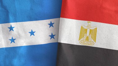 Mısır ve Honduras 'ta iki bayraklı tekstil kumaşı 3D.