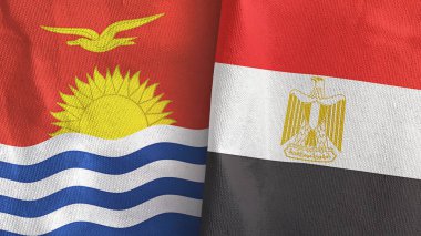 Mısır ve Kiribati iki bayraklı tekstil kumaşı 3D
