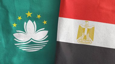 Mısır ve Macau iki bayraklı tekstil kumaşı 3D