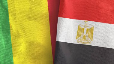 Mısır ve Mali iki bayraklı tekstil kumaşı 3D