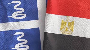 Mısır ve Martinik yılanı, iki bayrak, üç boyutlu kumaş.