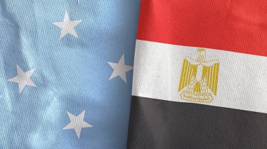 Mısır ve Mikronezya iki bayraklı kumaş 3D