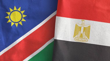 Mısır ve Namibya 'da iki bayrak, tekstil kumaşı 3D.