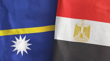 Mısır ve Nauru 'nun iki bayrağı tekstil kumaşı 3D.