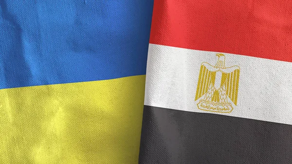 Mısır ve Ukrayna 'da iki bayraklı kumaş 3D.