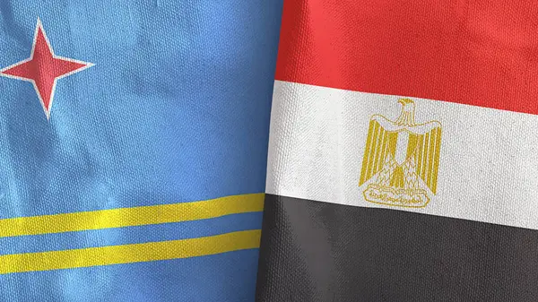 Mısır ve Aruba iki bayraklı tekstil kumaşı 3D