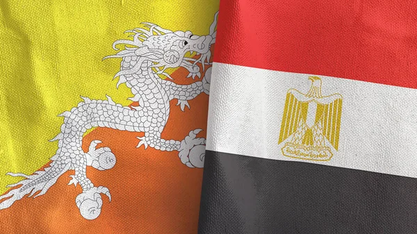 Mısır ve Butan iki bayraklı tekstil kumaşı 3D