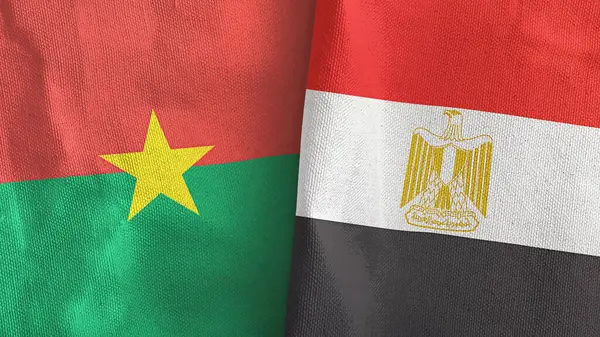 Mısır ve Burkina Faso 'nun iki bayrağı tekstil kumaşı 3D.