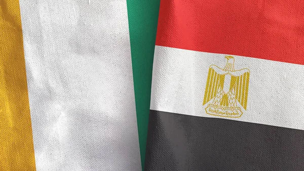 Mısır ve Cote dIvoire Fildişi Sahili İki bayrak tekstil kumaşı 3D