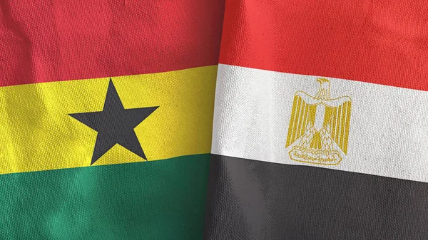 Mısır ve Gana iki bayraklı tekstil kumaşı 3D.