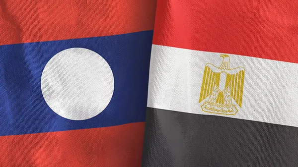 Mısır ve Laos iki bayraklı tekstil kumaşı 3D