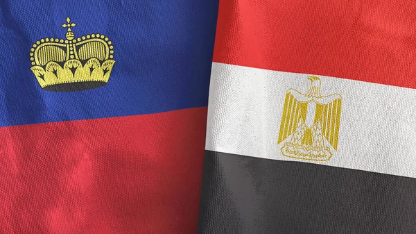 Mısır ve Lihtenştayn iki bayraklı kumaş 3D