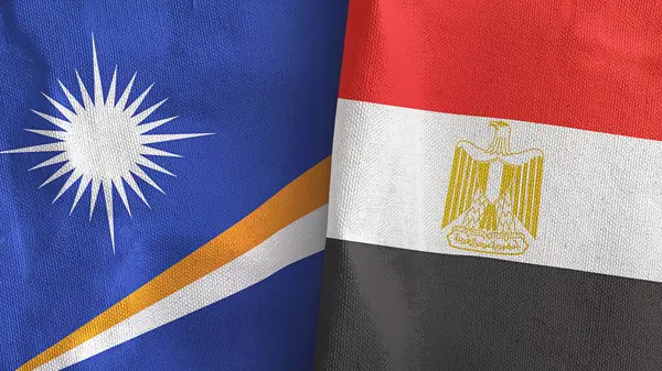 Mısır ve Marshall Adaları iki bayraklı kumaş 3D.