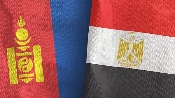 Mısır ve Moğolistan 'da iki bayraklı tekstil kumaşı 3D.