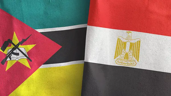 Mısır ve Mozambik iki bayrak tekstil kumaşı 3D görüntüleme