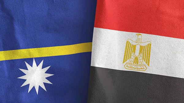 Mısır ve Nauru 'nun iki bayrağı tekstil kumaşı 3D.