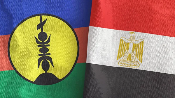 Mısır ve Yeni Kaledonya iki bayraklı kumaş 3D