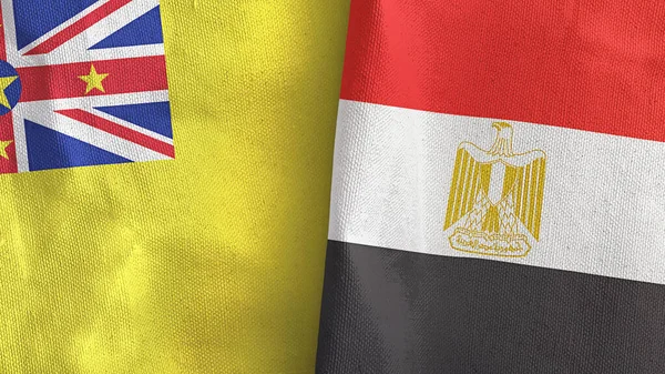 Mısır ve Niue iki bayraklı tekstil kumaşı 3D