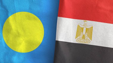 Mısır ve Palau 'da iki bayraklı kumaş 3D.