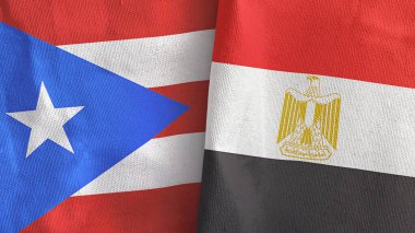 Mısır ve Porto Riko 'da iki bayraklı kumaş 3D.