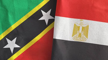 Mısır ve Saint Kitts ve Nevis iki bayraklı tekstil kumaşı.