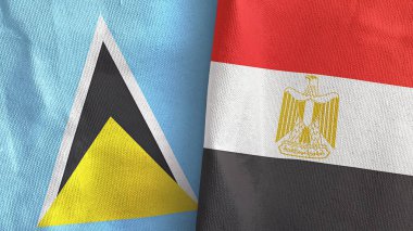 Mısır ve Saint Lucia iki bayraklı tekstil kumaşı 3D