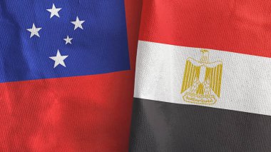 Mısır ve Samoa iki bayrak tekstil kumaşı 3D görüntüleme