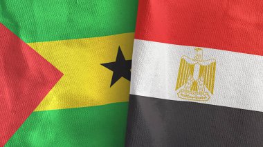 Mısır ve Sao Tome ve Principe iki bayrak tekstil kumaşı 3D