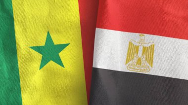 Mısır ve Senegal iki bayrak tekstil kumaşı 3D