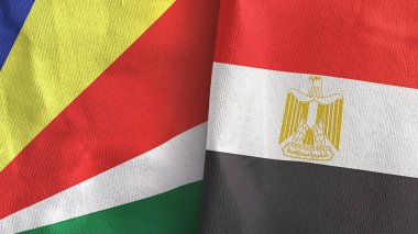 Mısır ve Seyşeller iki bayraklı tekstil kumaşı 3D
