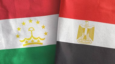 Mısır ve Tacikistan 'da iki bayrak, tekstil kumaşı 3D.