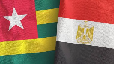 Mısır ve Togo iki bayrak tekstil kumaşı 3D görüntüleme