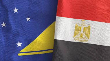 Mısır ve Tokelau iki bayrak tekstil kumaşı 3D