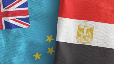 Mısır ve Tuvalu 'nun iki bayrağı tekstil kumaşı 3D.