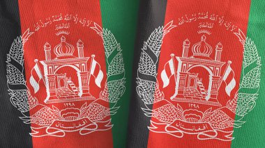 Afganistan ve Afganistan 'da iki bayrak, üç boyutlu kumaş.