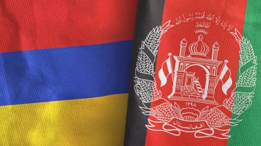 Afganistan ve Ermenistan 'da iki bayraklı kumaş 3D.