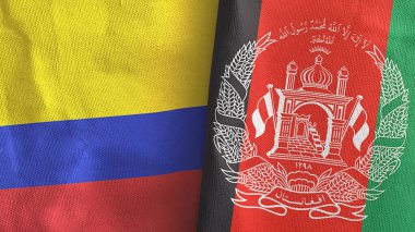 Afganistan ve Kolombiya 'da iki bayraklı tekstil kumaşı 3D