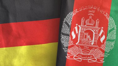 Afganistan ve Almanya 'da iki bayraklı tekstil kumaşı 3D
