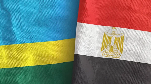 Mısır ve Ruanda iki bayraklı tekstil kumaşı 3D