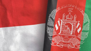 Afganistan ve Endonezya iki bayraklı tekstil kumaşı 3D