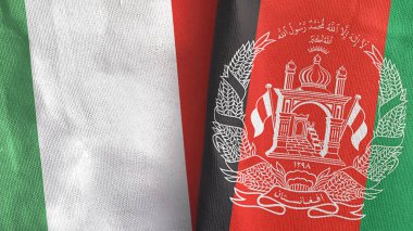 Afganistan ve İtalya 'da iki bayraklı kumaş 3D.