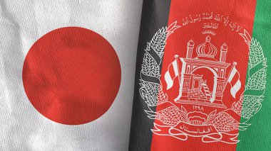 Afganistan ve Japonya 'da iki bayraklı kumaş 3D.