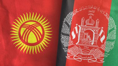 Afganistan ve Kırgızistan 'da iki bayraklı tekstil kumaşı 3D