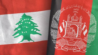 Afganistan ve Lübnan 'da iki bayraklı tekstil kumaşı 3D