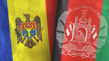 Afganistan ve Moldova 'da iki bayraklı kumaş 3D.